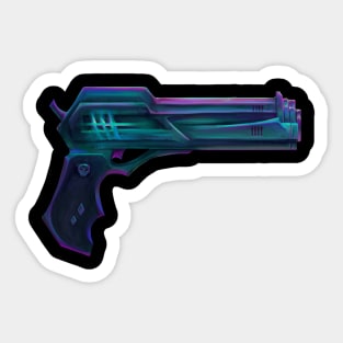 Cyberpunk Skull Pistol Gun Blaster Sticker